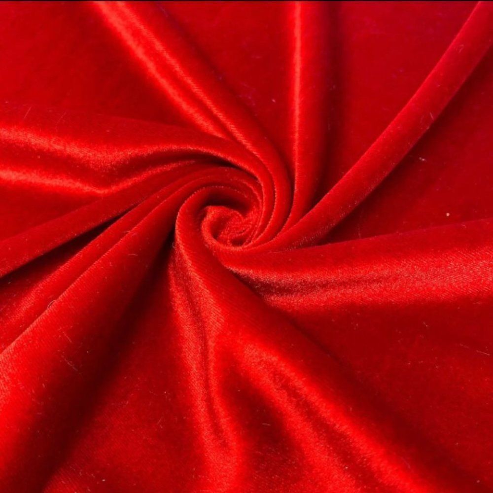 Stretch Velvet Fabric By the Yard - Red